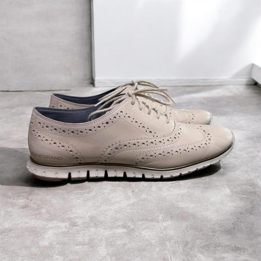 Cole Haan Zerogrand Wingtip Oxford Leather Sneakers - Beige Size 8.5